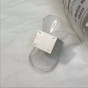 Silver rectangle wide open ring
